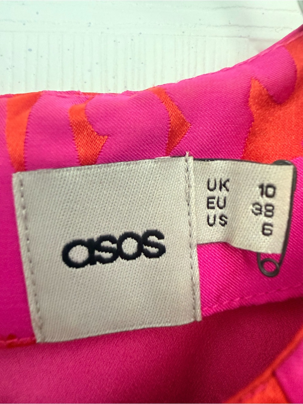 ASOS Pink and Red Floral Short Sleeve Ruffle-Hem Dress - Picture 3 of 3